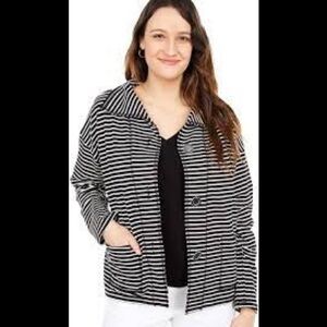 Elliott Lauren Get In Line Knit Jacket Raw Edge Seaming Size XS Black/White